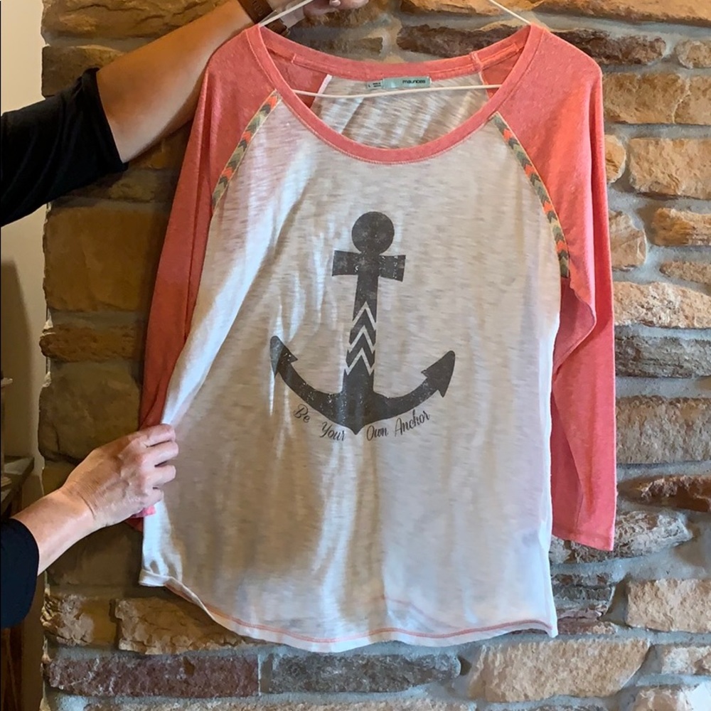 3/4 length pink sleeve tee